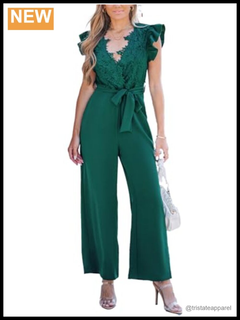 Women's Lace Maxi Jumpsuit Dressy Sleeveless V Neck Belt Pockets Romper